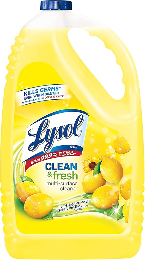 Lysol Multi-Surface Cleaner, Sanitizing and Disinfecting Pour, to Clean and Deodorize, Sparkling Lemon and Sunflower Essence, 144 Fl Oz