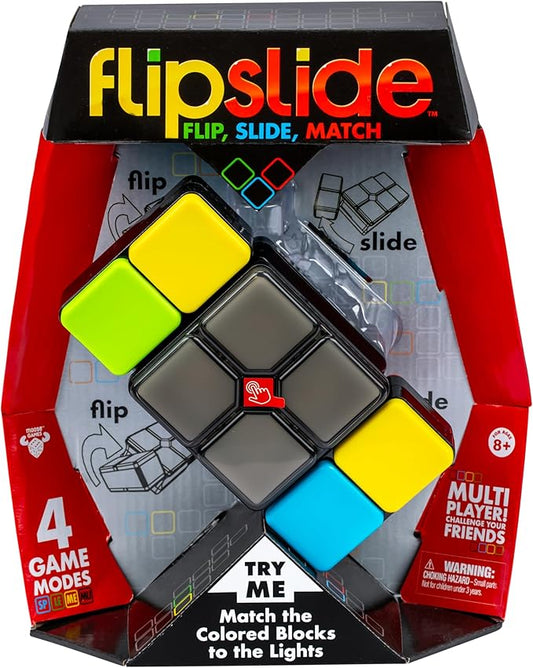 Flipslide Game - Electronic Handheld Game  Addictive Multiplayer Puzzle Game of Skill  Flip, Slide & Match Colors to Beat the Clock  4 Thrilling Game Modes  Ages 8+  Includes Batteries