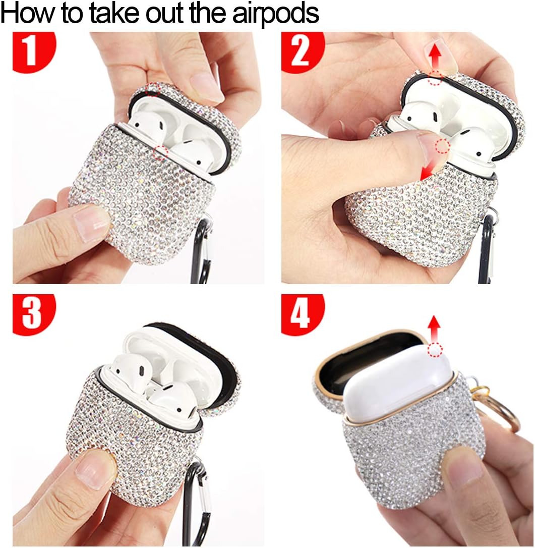 Sparkly Diamond Case for AirPods Pro 1&2 Generation with Keychain, Shockproof Protective Premium Bling Rhinestone Cover Skin Compatible with AirPods Charging Case (Sea Blue C14)